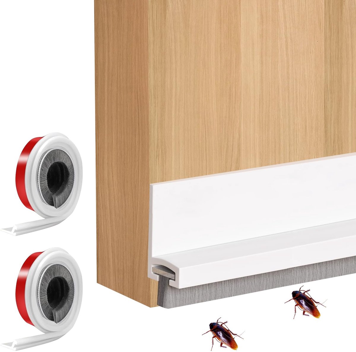 Famanu – 2 stuks borstelafdichting, zelfklevend, 3 x 100 cm, op maat te snijden, deurbezem onder, deurafdichting als kou en insectenbescherming, tochtstopper met borstel, voor deurstopper, windscherm