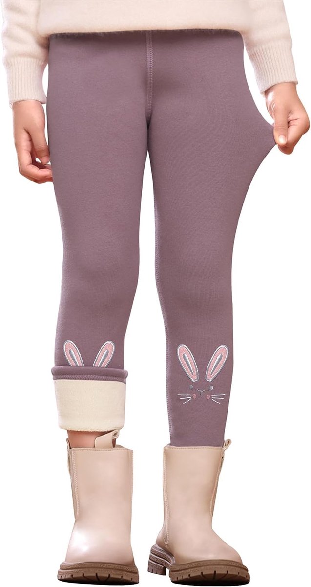 Thermolegging voor meisjes, katoen, gevoerd, thermische legging voor kinderen, lange thermobroek met borduurwerk, warme winterbroek