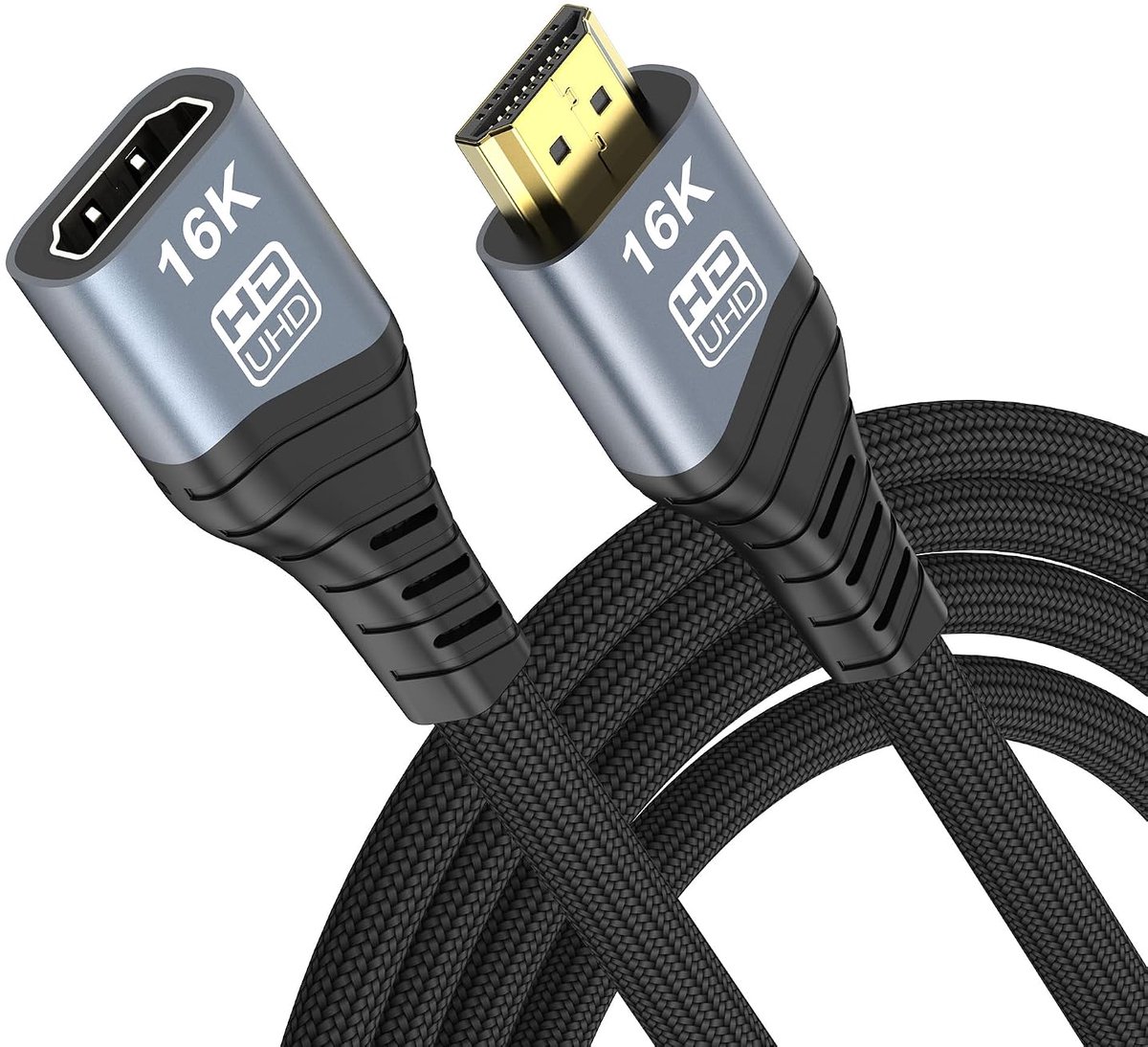HDMI 2.2 verlengkabel 16K 10K 8K HDMI stekker naar bus verlengkabel, 16K @60Hz 4K @240Hz, Ultra High Speed 96Gbps compatibel met Blu-Ray computer poort (HDMI-verlenging 0,5 m)