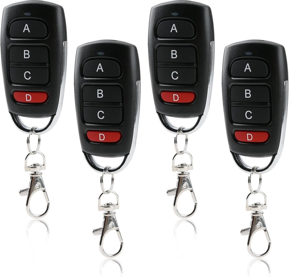 4 stuks universele afstandsbediening 433 MHz voor poort en garage – kopieerapparaat voor afstandsbediening vaste code – draadloze kloning compatibel met EV1527 PT2262 HS1527 – afstandsbediening, lang