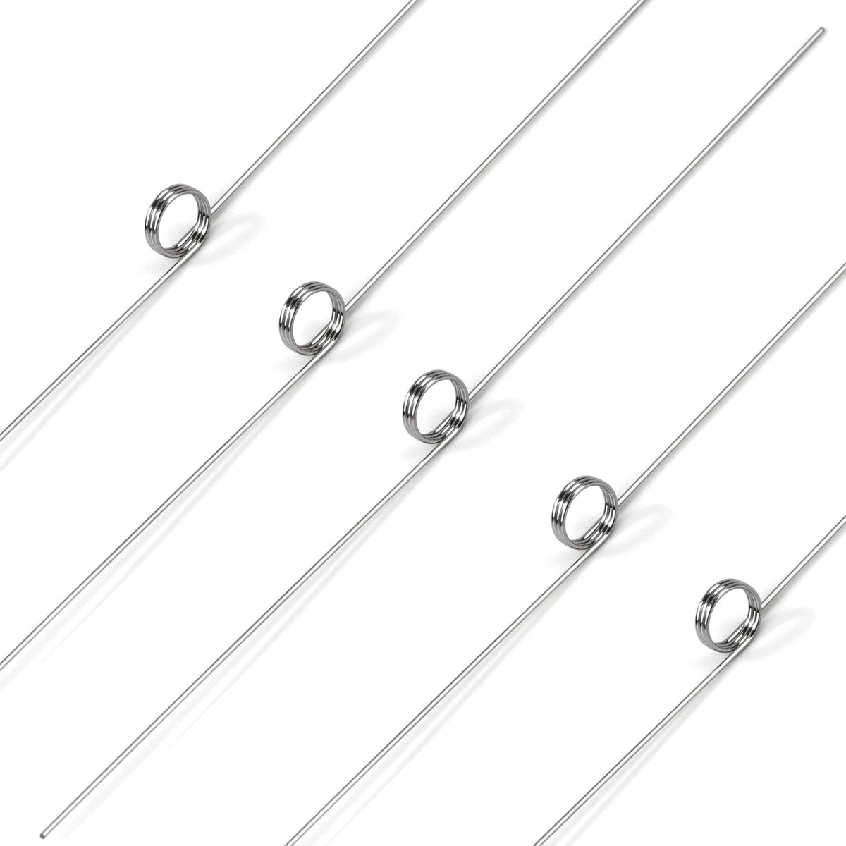 Torsieveren van roestvrij staal, draaddiameter 0,3 mm, binnendiameter 3 mm, armlengte 30 mm, hoek 180 °, 3 rotaties links 0,3 x 3 x 30 mm