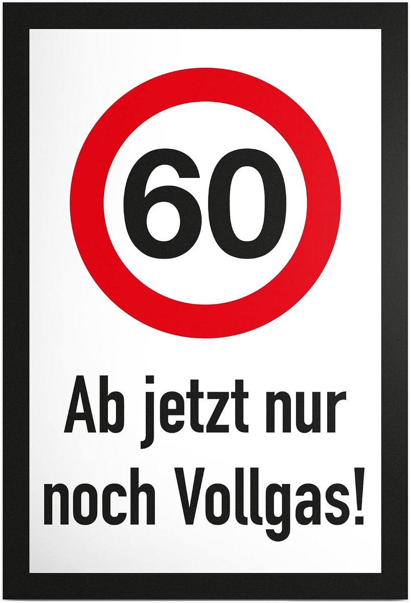 60 jaar vol gas - plastic bord cadeau 60e verjaardag, cadeau-idee verjaardagscadeau zesmiste, verjaardagsdeco/feestdecoratie/feestaccessoires/verjaardagskaart