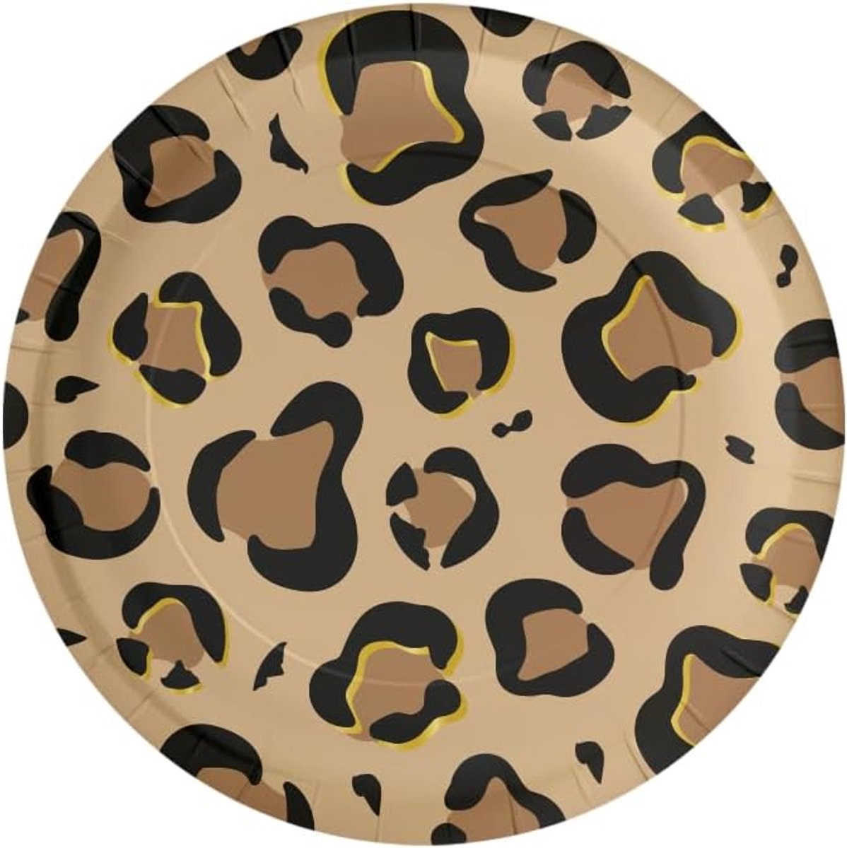 Kartonnen Feest Borden | Tafelgerei | Speciaal Thema | Gebruiken en Gooien | Vieringen - Leopard, Pak van 8, Veelkleurig, 22.6cm Lengte x 22.6cm Breedte x 1.6cm Hoogte
