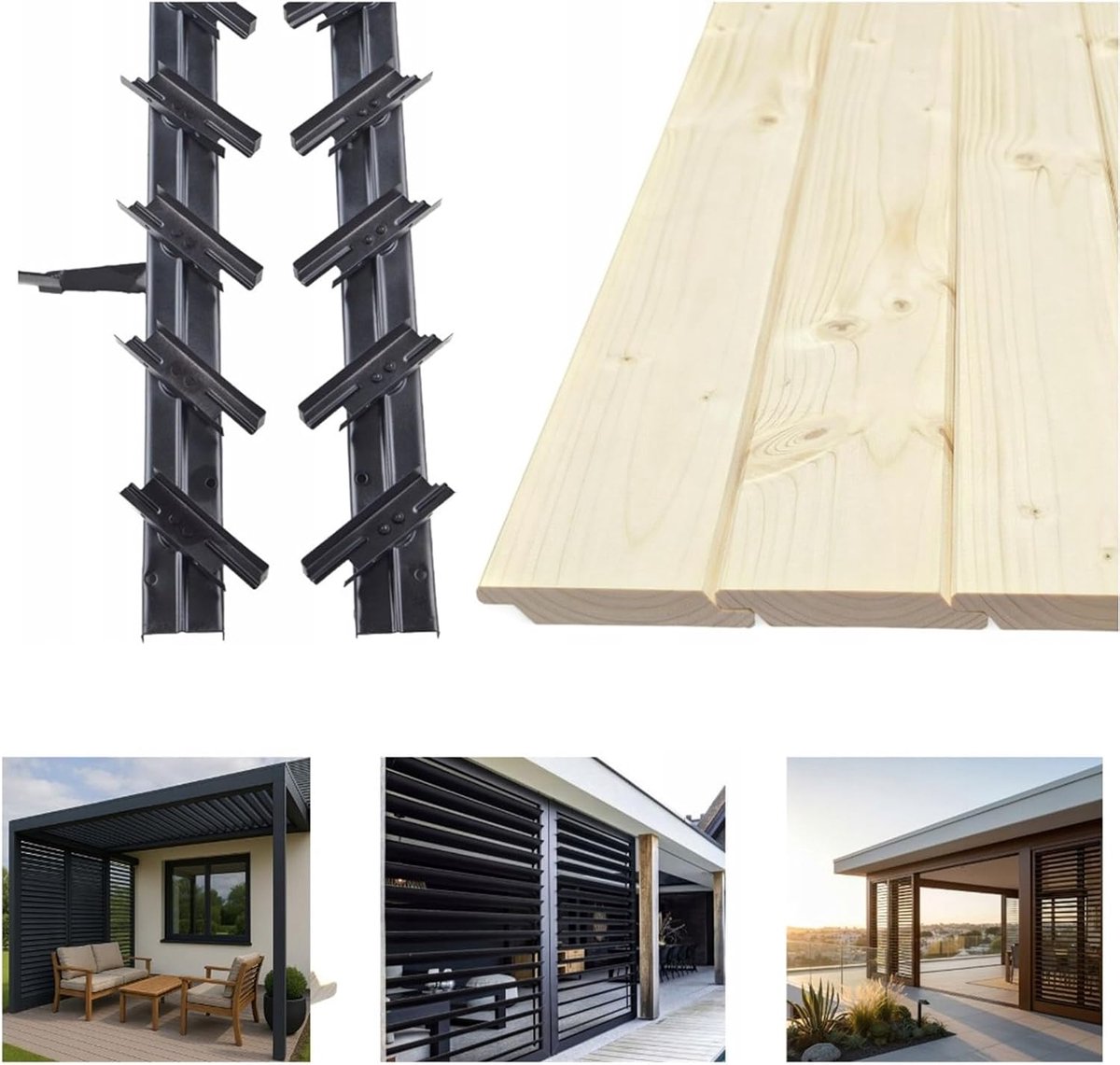 Shutters privacyscherm 120 cm met 12 verstelbare houten lamellen