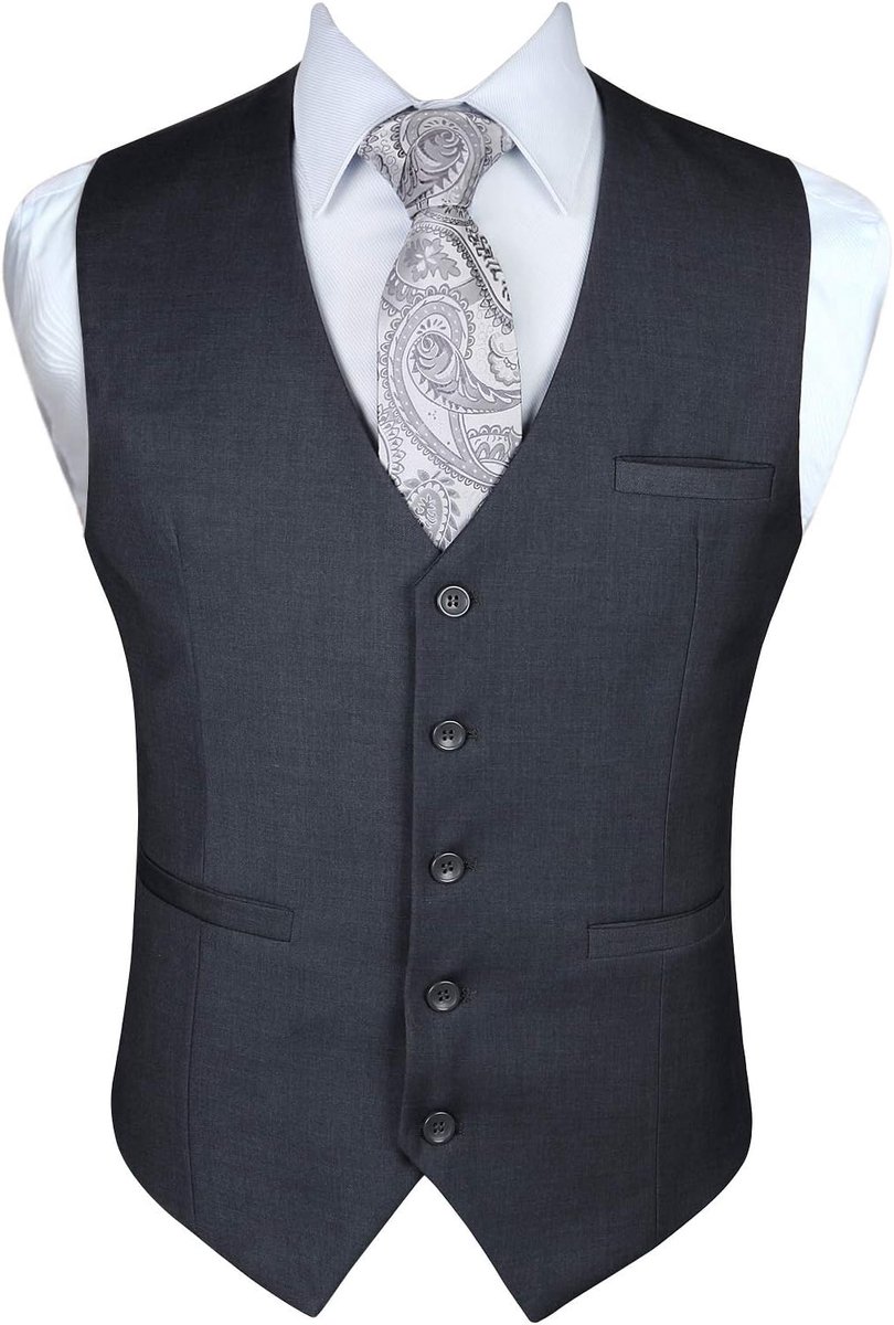 Gilets voor bruiloften, voor smoking, zakelijk pak, vest met zakken, effen kleur, maat XS-4XL