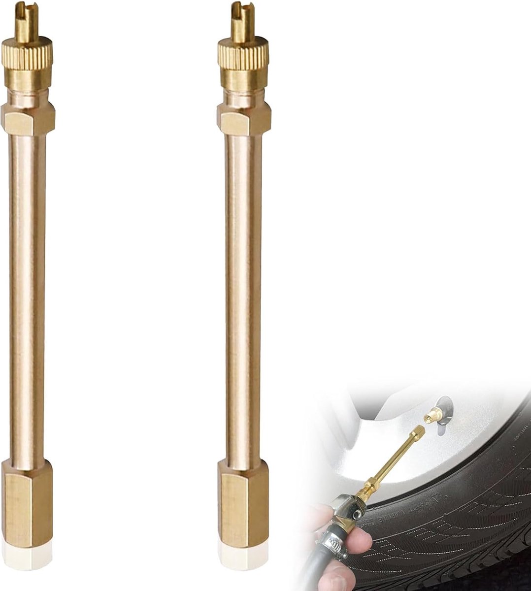 2 stuks ventielverlenging, autoventiel, ventielverlenging, 10 cm, met terugslagventiel, ventielverlenging voor vrachtwagen, ventielverlengingen voor auto, vrachtwagen, compatibel met bandenventiel