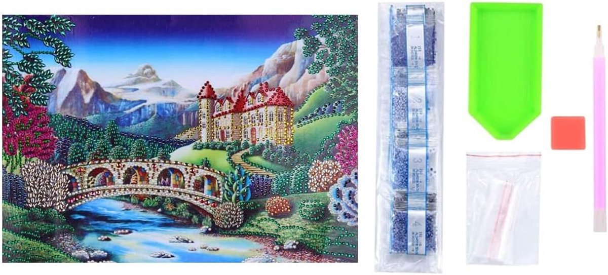 Schilderij DIY 5D Speciale Vorm Strass Steentjes, ABEUTY Rode Mandala Bloemen Bloemen, Gedeeltelijke Boor Kristal Diamant Kunst Kits Kasteel