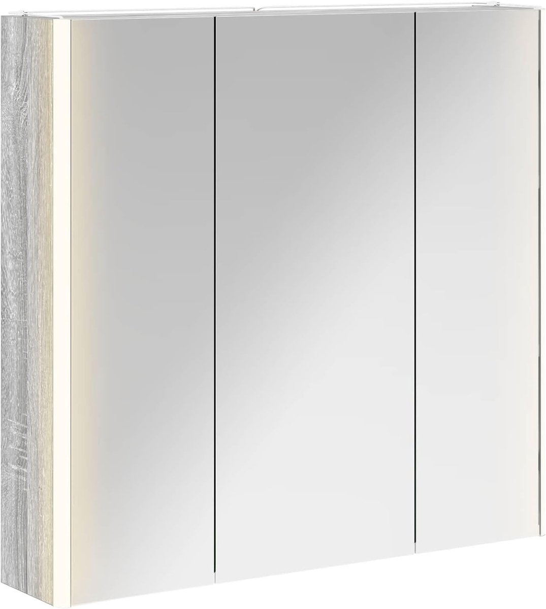 Badkamer spiegelkast grijs Sonoma 73,5 x 15,5 x 70 cm, spiegelkast badkamer wandspiegelkast voor familiebadkamer kleedkamer 889260