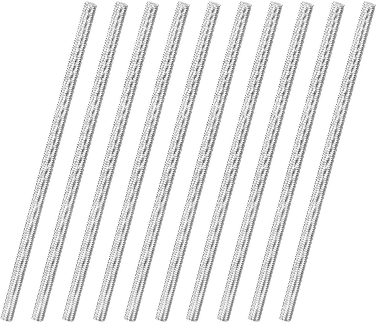 10 stuks complete draadstangen, M4 x 100 mm 304 roestvrij staal, rechte draadstang voor meubel/broeikas/U-bouten, metrische schroeven met schroefdraad