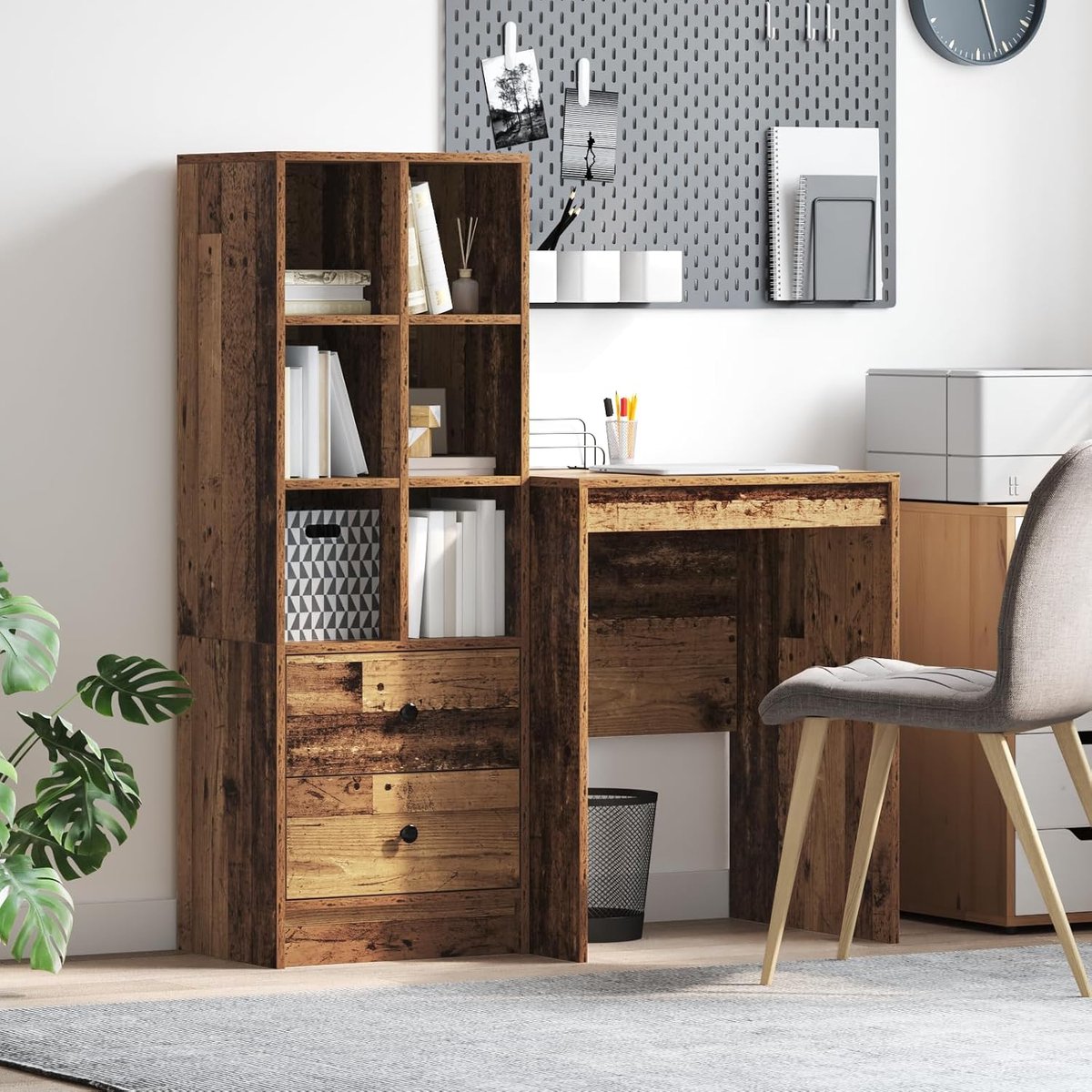 Bureau met opbergruimte Old Wood houtmateriaal tuinkast gangkast voor kantoor binnenruimte