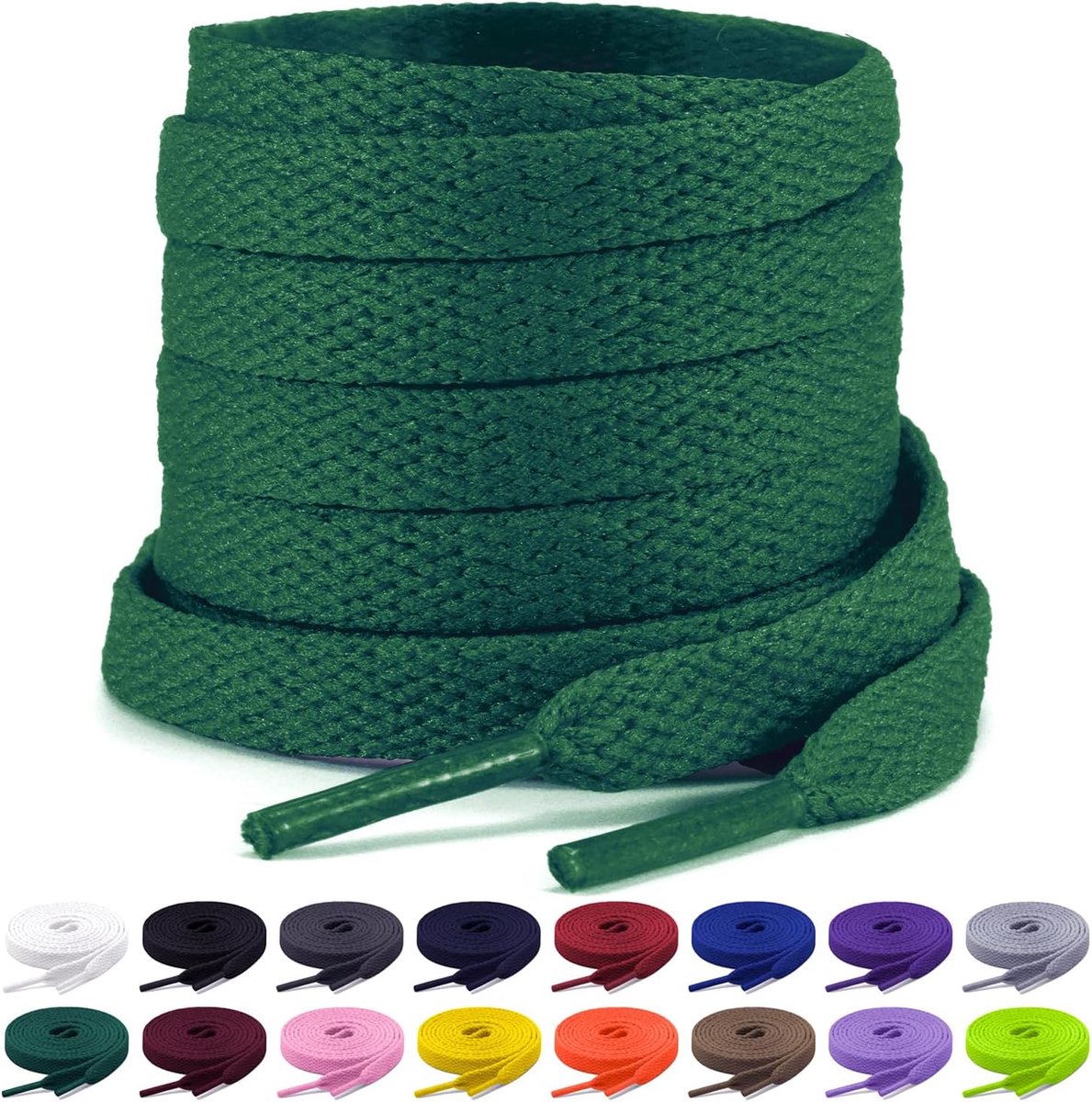 2 paar platte veters, 8 mm brede veters, platte veters, vervangende schoenveters voor sportschoenen, hardlopen, volwassenen, kinderen, polyester