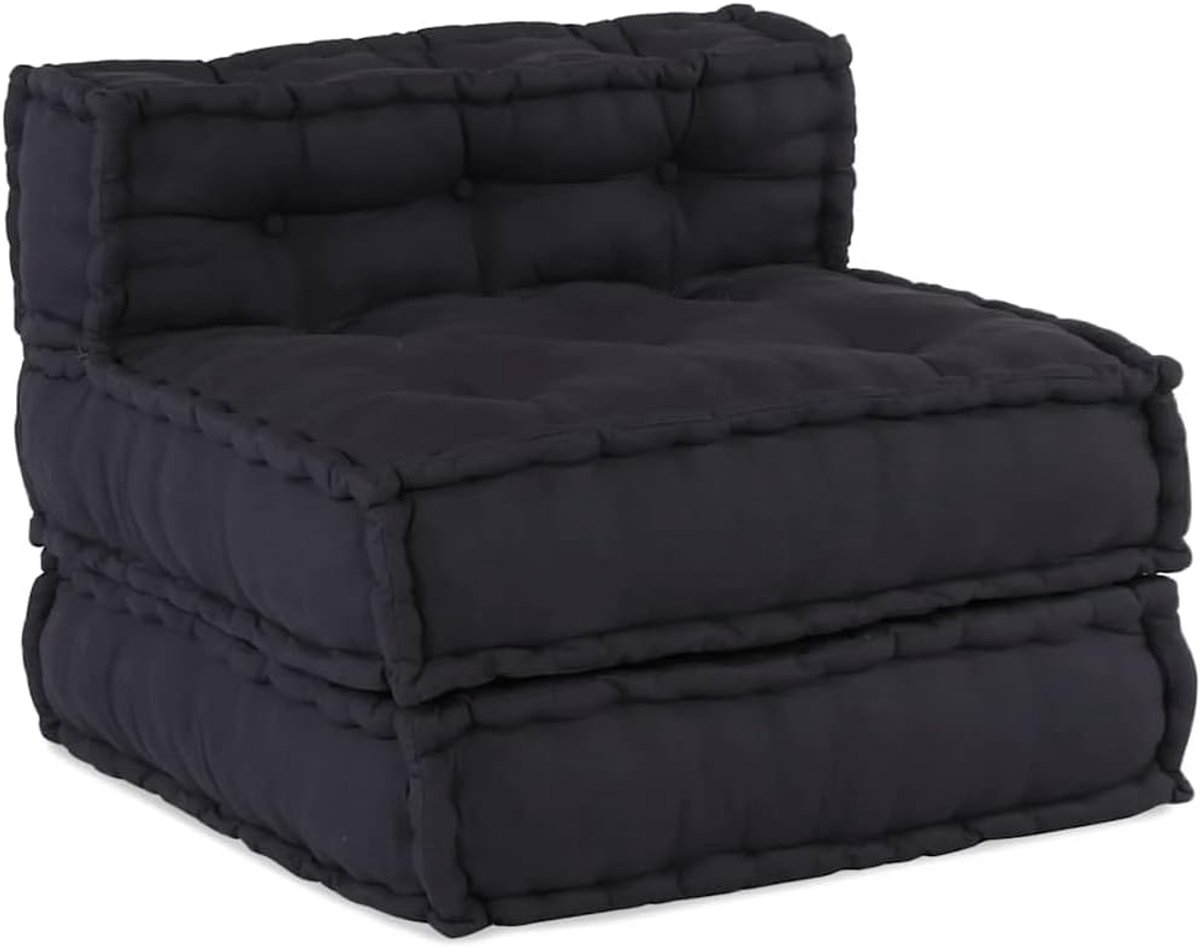 Poef Modulaire bank, zitpoef, slaapbank, modulaire bank, zitkussen, stoffen bank, vloerbank, antraciet, 70 x 70 x 54 cm, stof