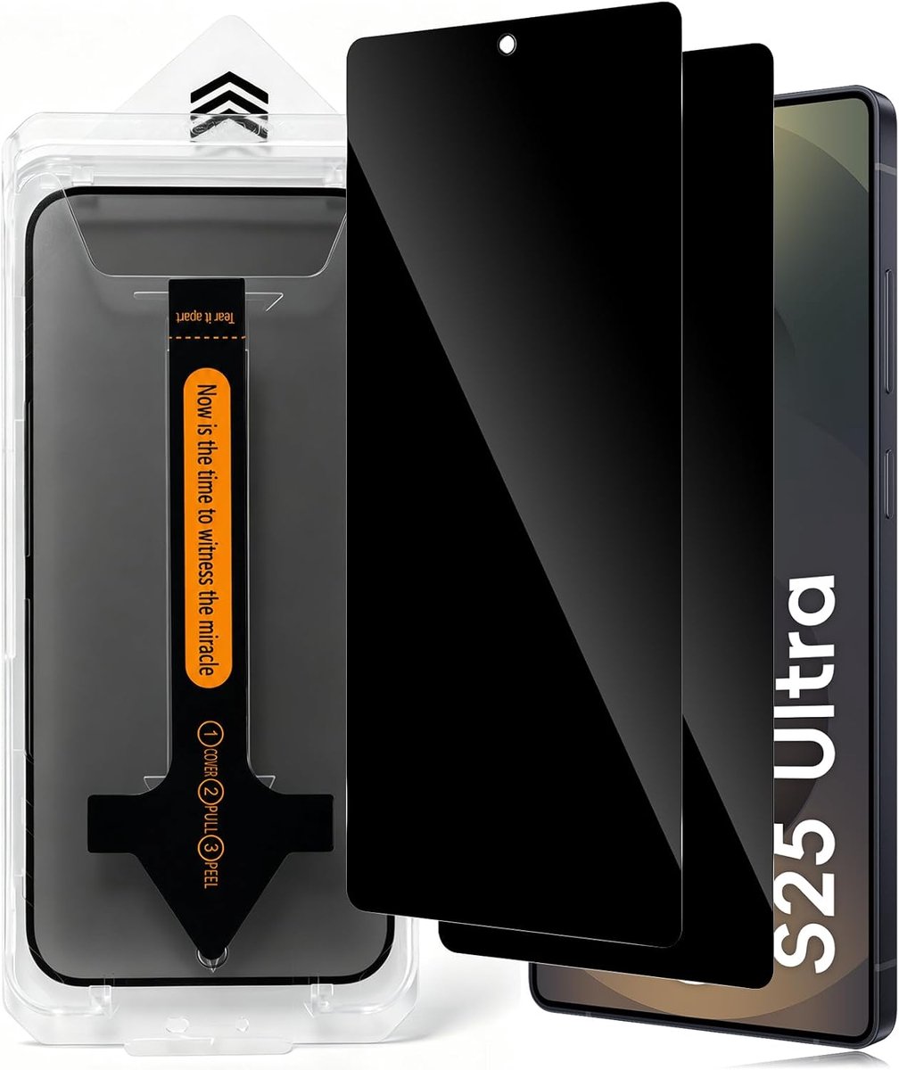 2 stuks Antispy Screen Protector voor Galaxy S25 Ultra Privacy, Guard 9H Filter Glas, Volledige Film gehard glas onbreekbaar, anti-verblinding
