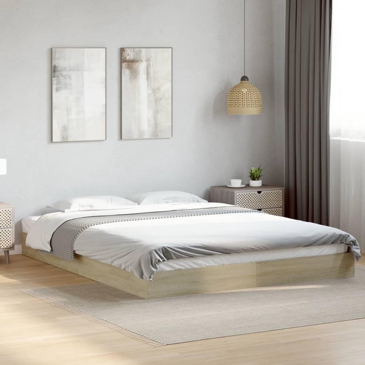Hout Modern ontwerp Lattenbodem 160x200 cm Sonoma eiken