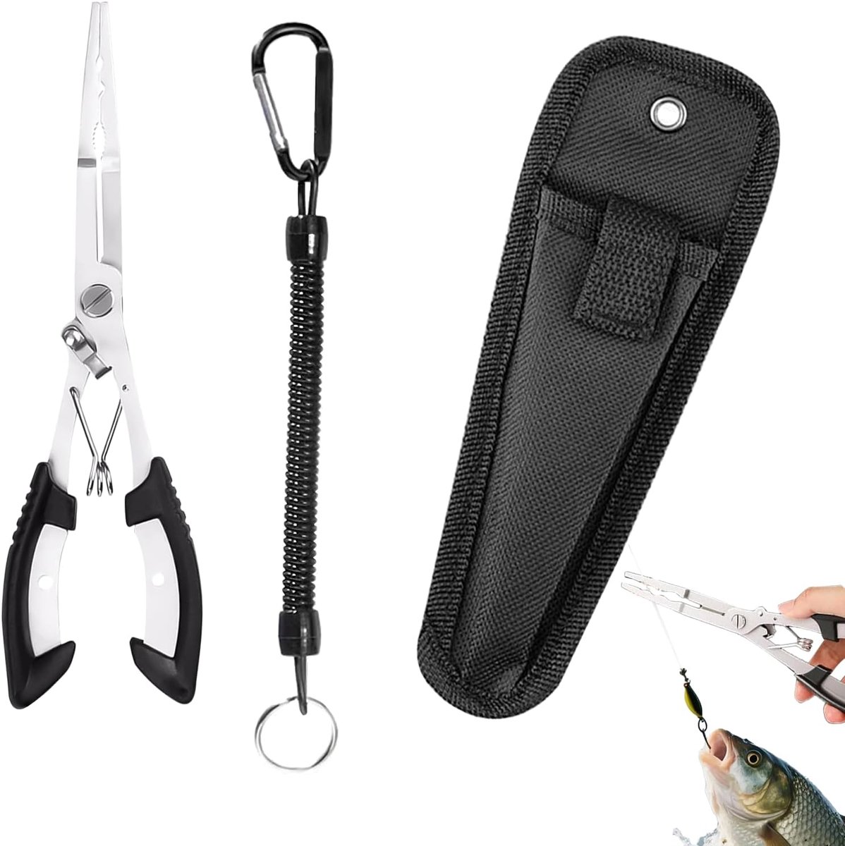 1 stuk hengeltang, losmaaktang vissen, vissen multi-vistang, haakopener, roestvrij stalen vistang, zout water met tas voor beginners, outdoor, karpers, forelvissen (21 cm)