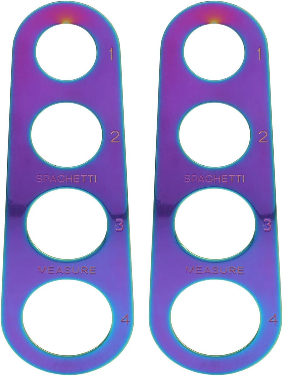 2 stuks spaghetti-pastameter - roestvrijstalen noedelmeetinstrument met vier portiegaten voor nauwkeurig en snel serveren. Keukenkookgids