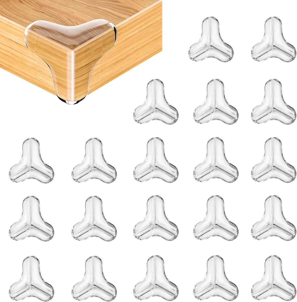 Set van 20 Hoekbeschermers voor Baby's, Zelfklevende Hoekbescherming van Zacht Silicoon, Veiligheid voor Kinderen en Meubels
