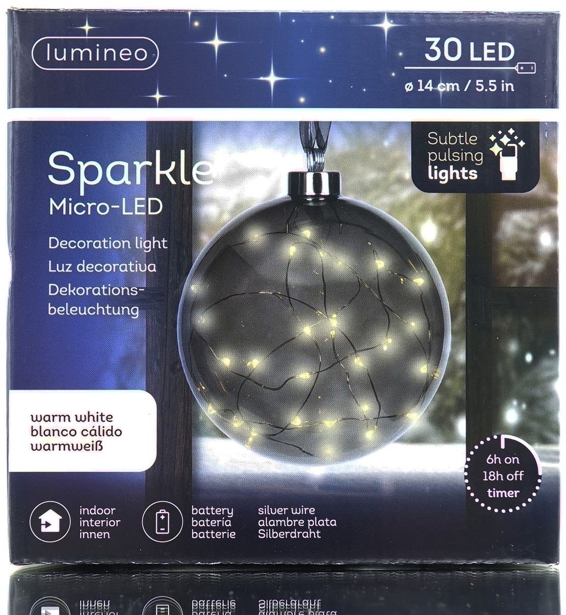 Lumineo micro-LED sparkelbal antraciet Ø 14 cm 30 lampjes warm wit