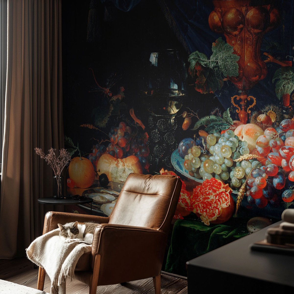 Coloray Vliesbehang - Zwart Snellijm Behang - 104x70 cm - Overvloed Aan Vruchten Fotobehang Vlies - Woonkamer behang Voedsel - Muurschildering - Woonkamer behang