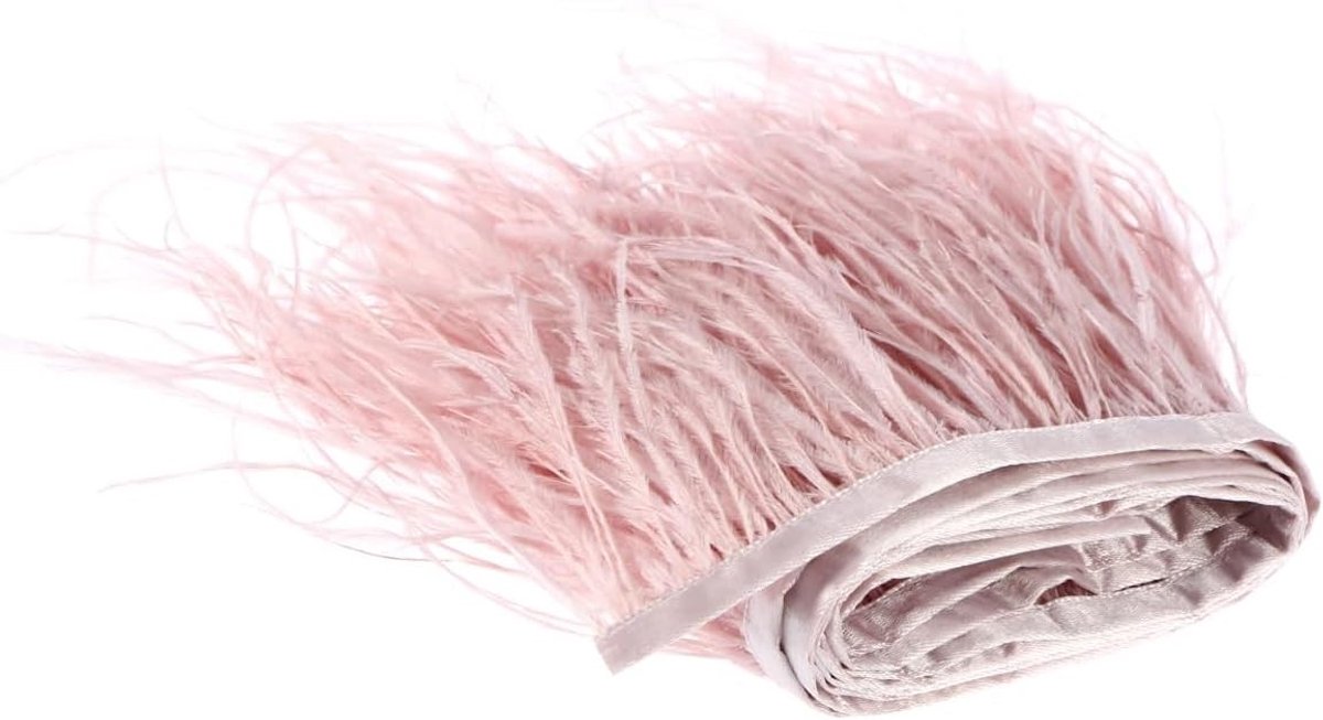 Faux Feather Fringed Satijnen Lint voor Jurken, Kostuums en Creatieve Projecten - 2 Meter, Roze