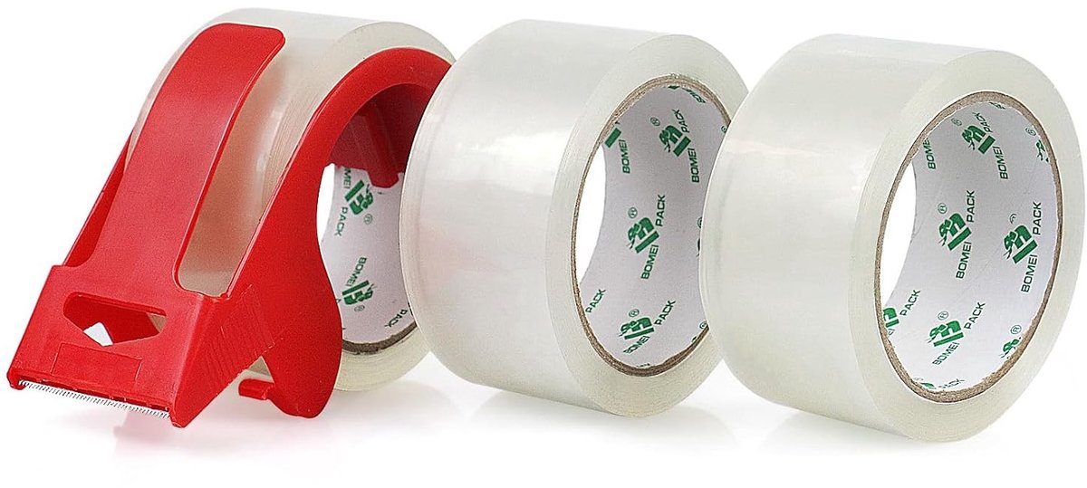 Professionele transparante verpakkingstape - 3 rollen, 66m x 48mm, sterk hechtend, ideaal voor verzenden en verpakken