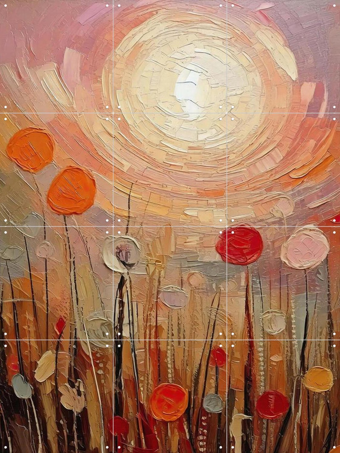 IXXI Zwevende Zomerkusjes, Moonheart Artworks - 60 x 80 cm - Grote wanddecoratie en posters - Kleurrijk, Kwaststreken, Olieverf, Impressionisme Oranje