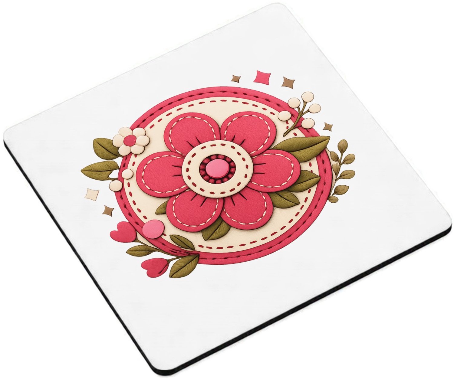Mr Cadeautjes MDF magnetische fotolijst vierkant 9,5 - design Een vrolijke complimentenbadge met retro bloemenkader en cen | cadeau Wit