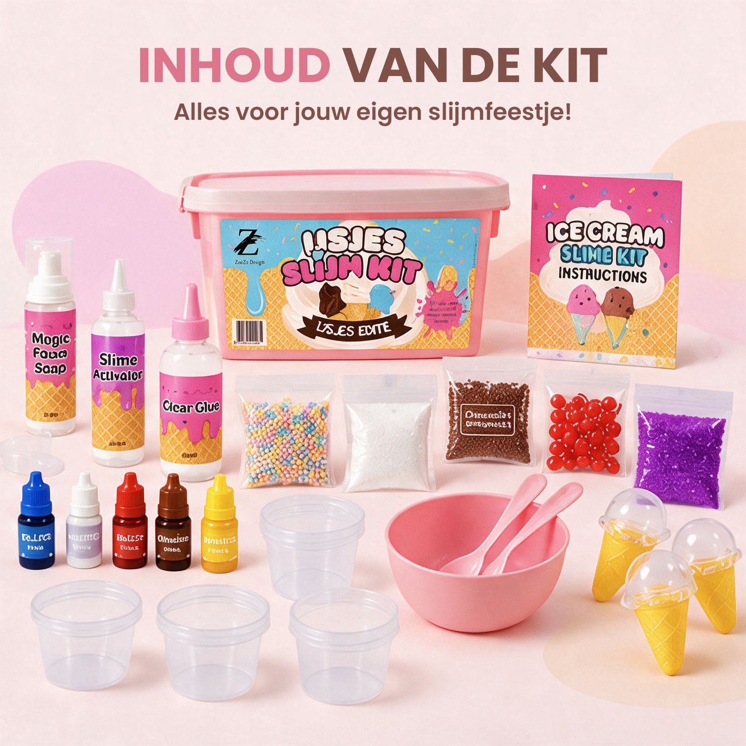 ZoeZo Slijm pakket IJssalon - DIY Speelgoed - Slijm Maken voor Kinderen - Slijmpakket met Stap-voor-stap Handleiding - Speelgoed Boek - Vanaf 6 Jaar — afbeelding 8