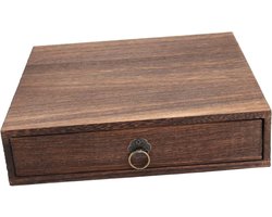 Houten Theedoos met Meerdere Lagen voor PU'ER Theeopslag - Vintage Lade voor Thee en Theeaccessoires 25x24x5.5cm