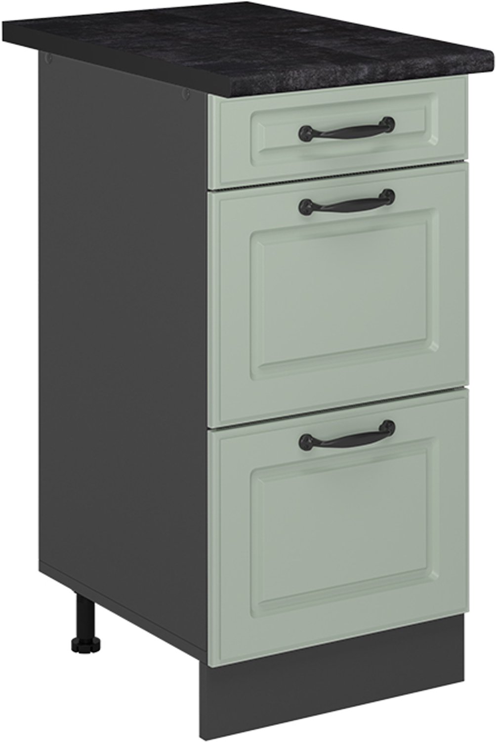 Vicco Keukenonderkast R-Line, Mint landelijk/Antraciet, 40 cm met laden antraciet werkblad