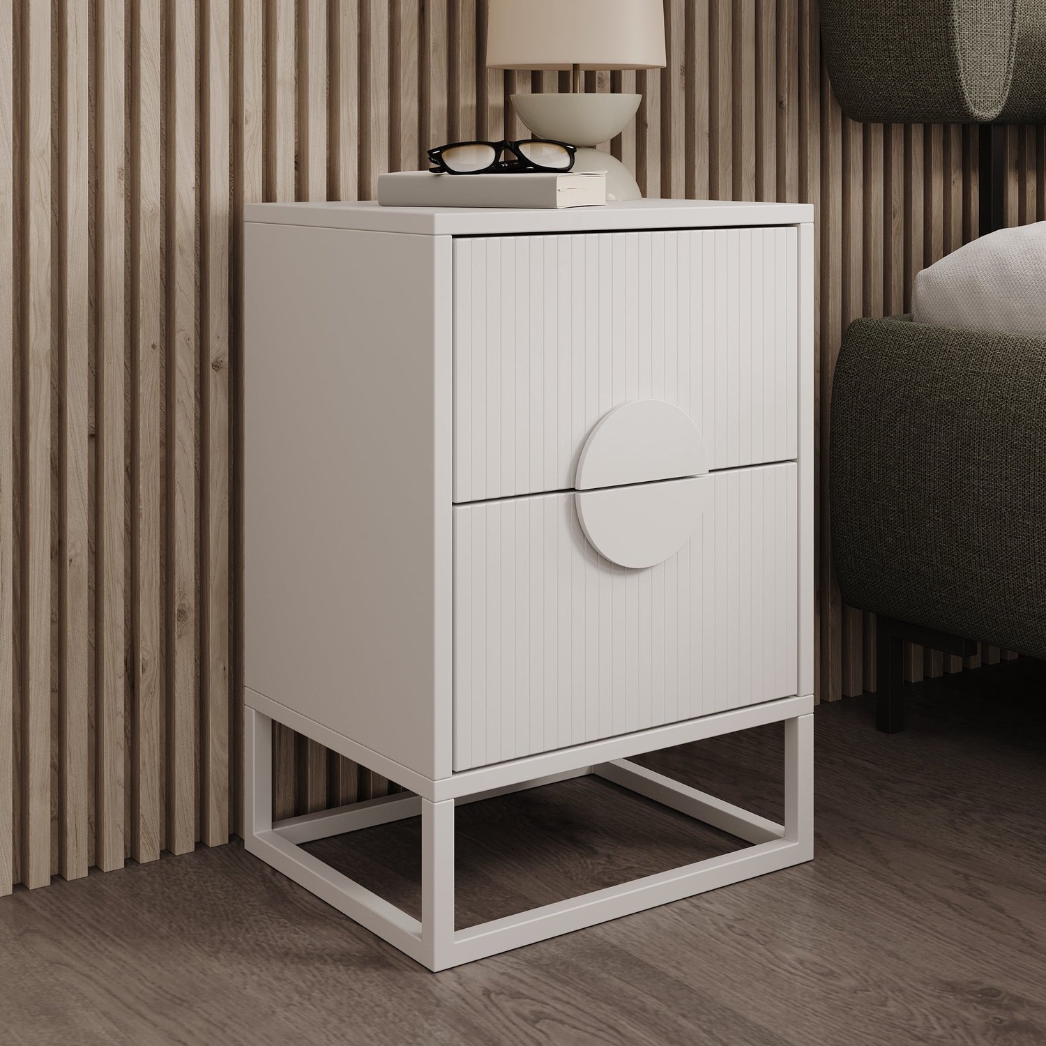 MEUBELLA Nachtkastje Allegany - Wit - 38 cm