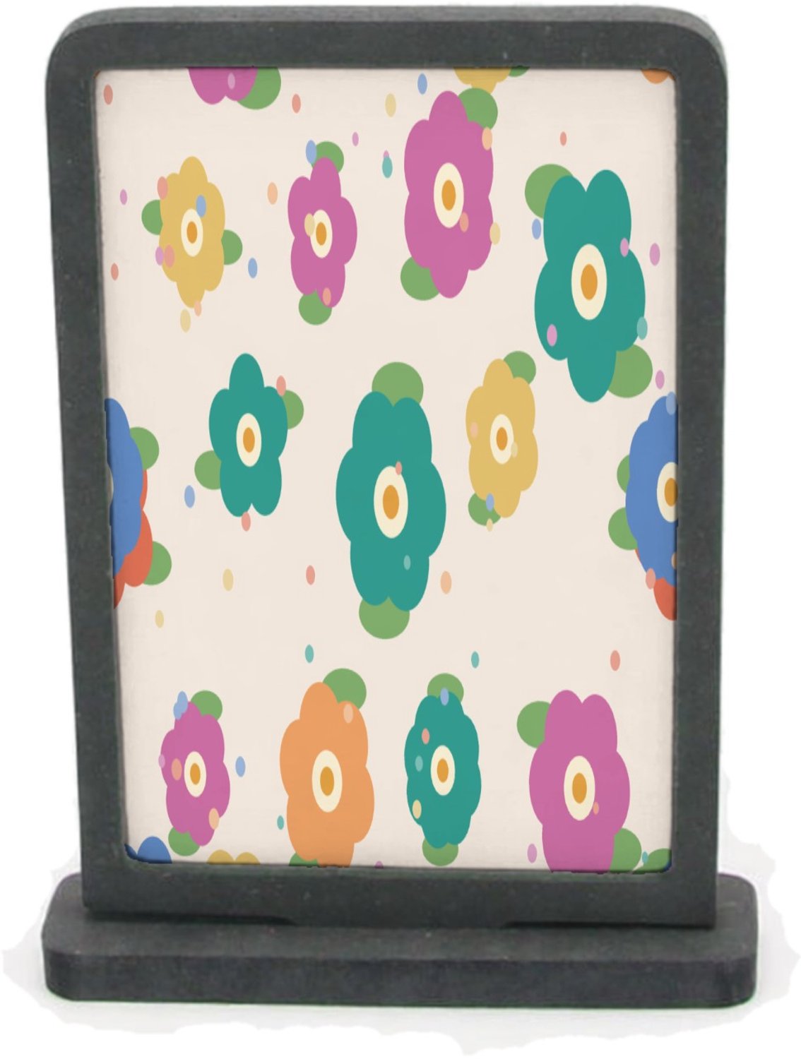Mr Cadeautjes Houten fotolijst rechthoek met MDF inleg - design Vrolijke bloemen | cadeau Wit
