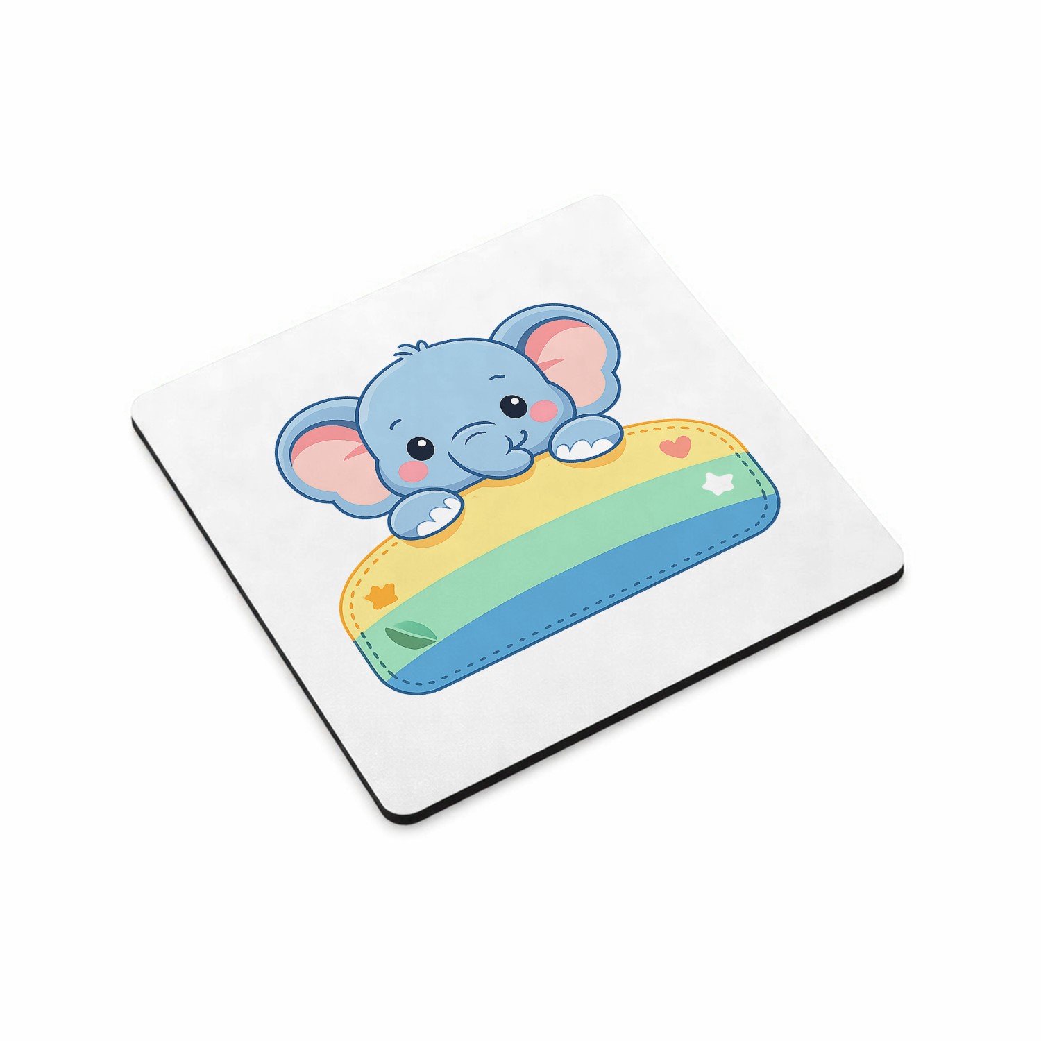 Mr Cadeautjes MDF magnetische fotolijst vierkant 9,5 - design Een vrolijke dier-mascotte die half uit een naamplaatje stee | cadeau Wit