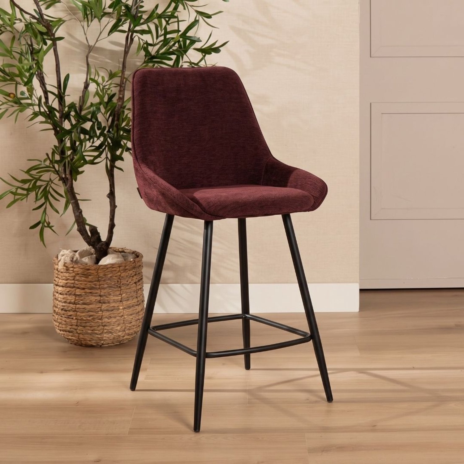 Bronx71 Barkruk Lynn velvet paars 71 cm - barstoel