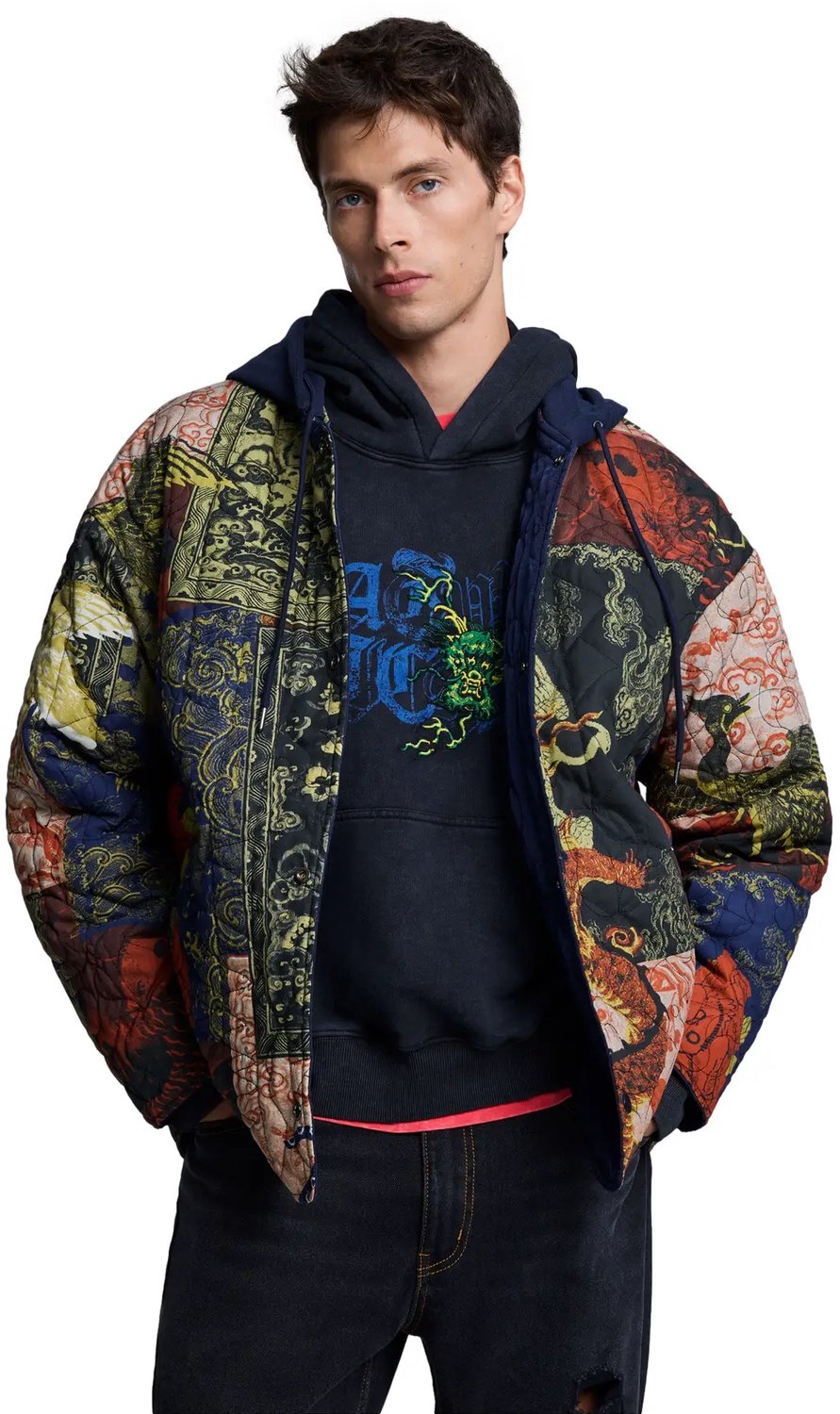 Hooded jacket Desigual Japan Blauw