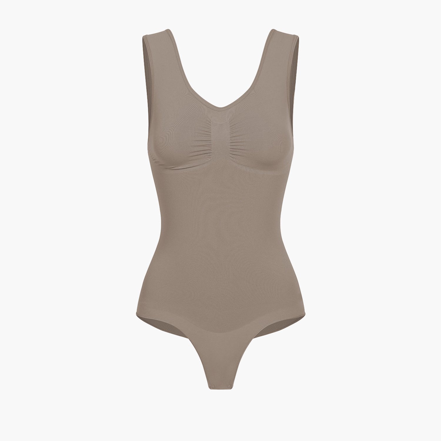 cfab Tanktop bodysuit met corrigerende werking en koordjes - Taupe - S - Corrigerende Body - Naadlos - corrigerend ondergoed dames