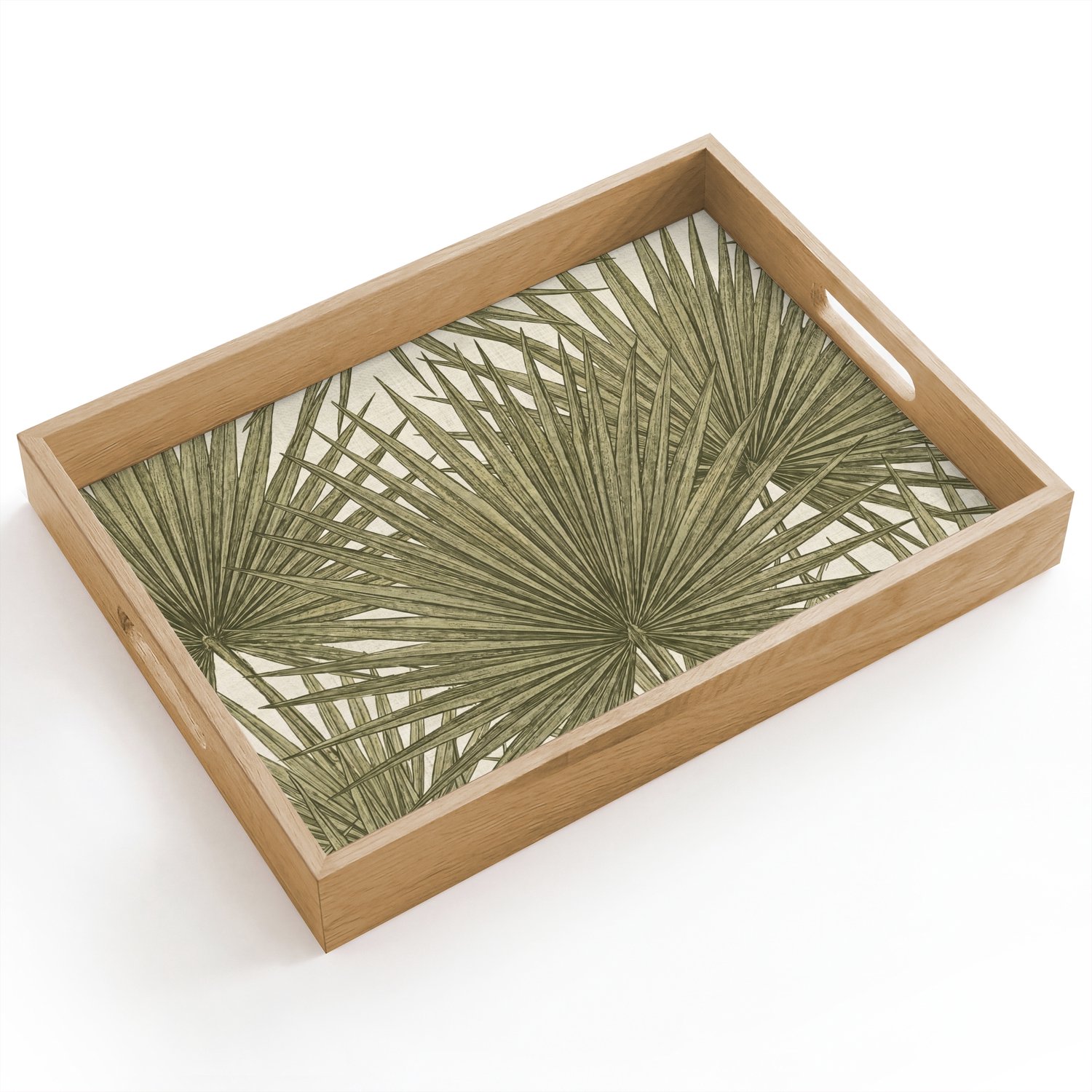 Dienblad hout 40x30 cm - Schootdienblad - Blad - Tropisch - Patroon - Natuur - Groen - Borrelplank rechthoek - Plateau dienbladen