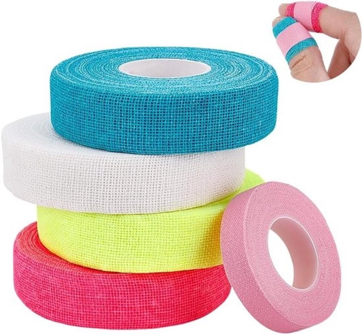 61 m naaiband voor handnaaien - 5 kleuren - Katoenen banden van 19 mm en 10 mm - Voor handquilten en handwerk - 5 rollen