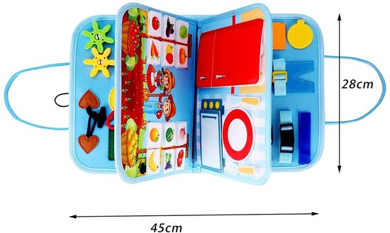 Montessori activiteitenboek - Montessori speelgoed baby - Busy Board - Sensorisch speelgoed - Educatief speelgoed - Baby speelgoed - Reisspeelgoed voor jongens en meisjes - Blauwe dinosaurus — afbeelding 4