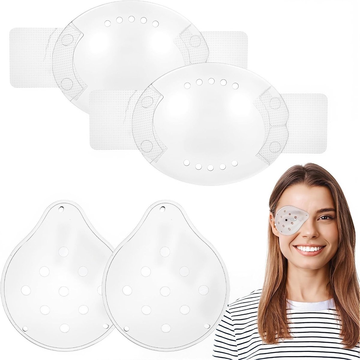 4 Stuks Plastic Oogflap, Ademend en Geventileerd Oogdeksel voor Oogbescherming na Chirurgie, Herstel en Comfort