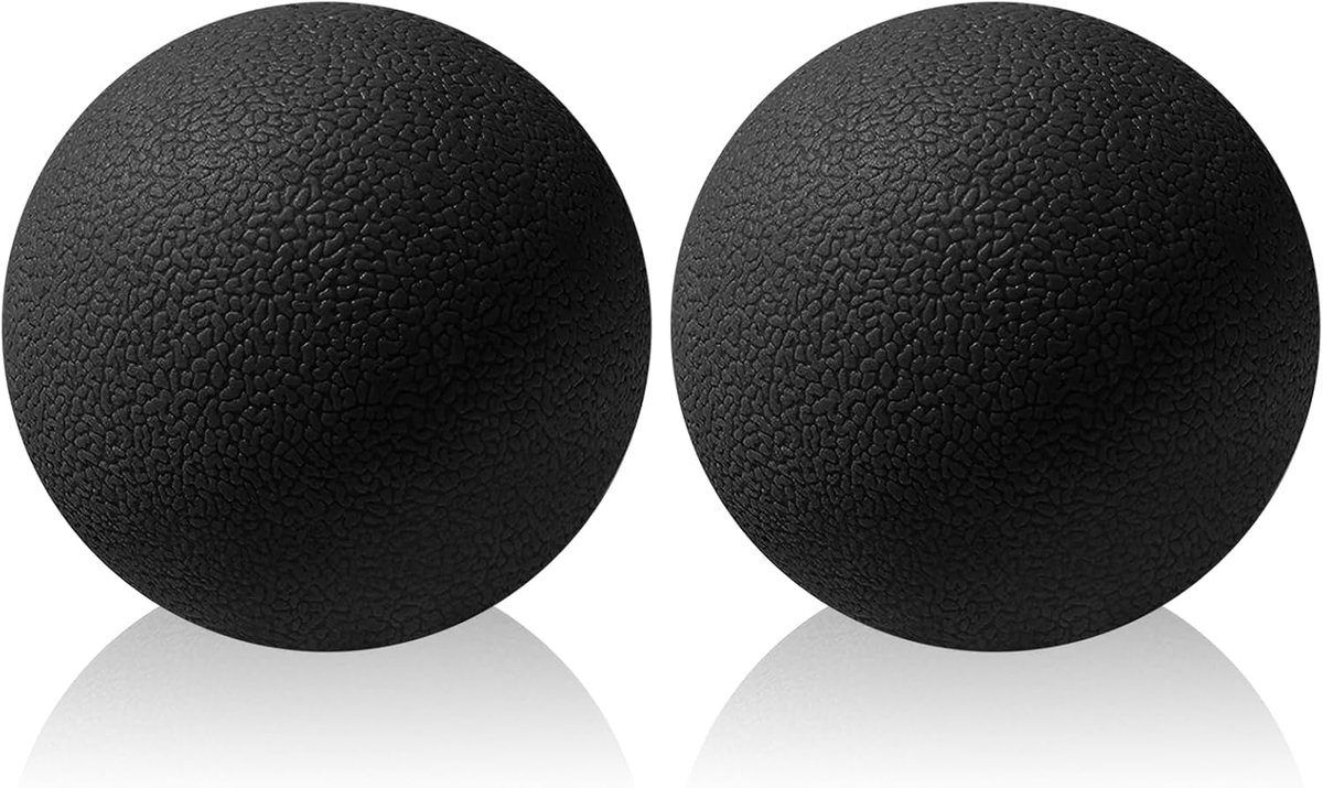 SnelShoppen - 2 Stuks Massage Ballen Set voor Rug, Voet en Hand, Trigger Points Massage, Yoga Spierontspanning, Zwart, Duurzaam TPR Rubber
