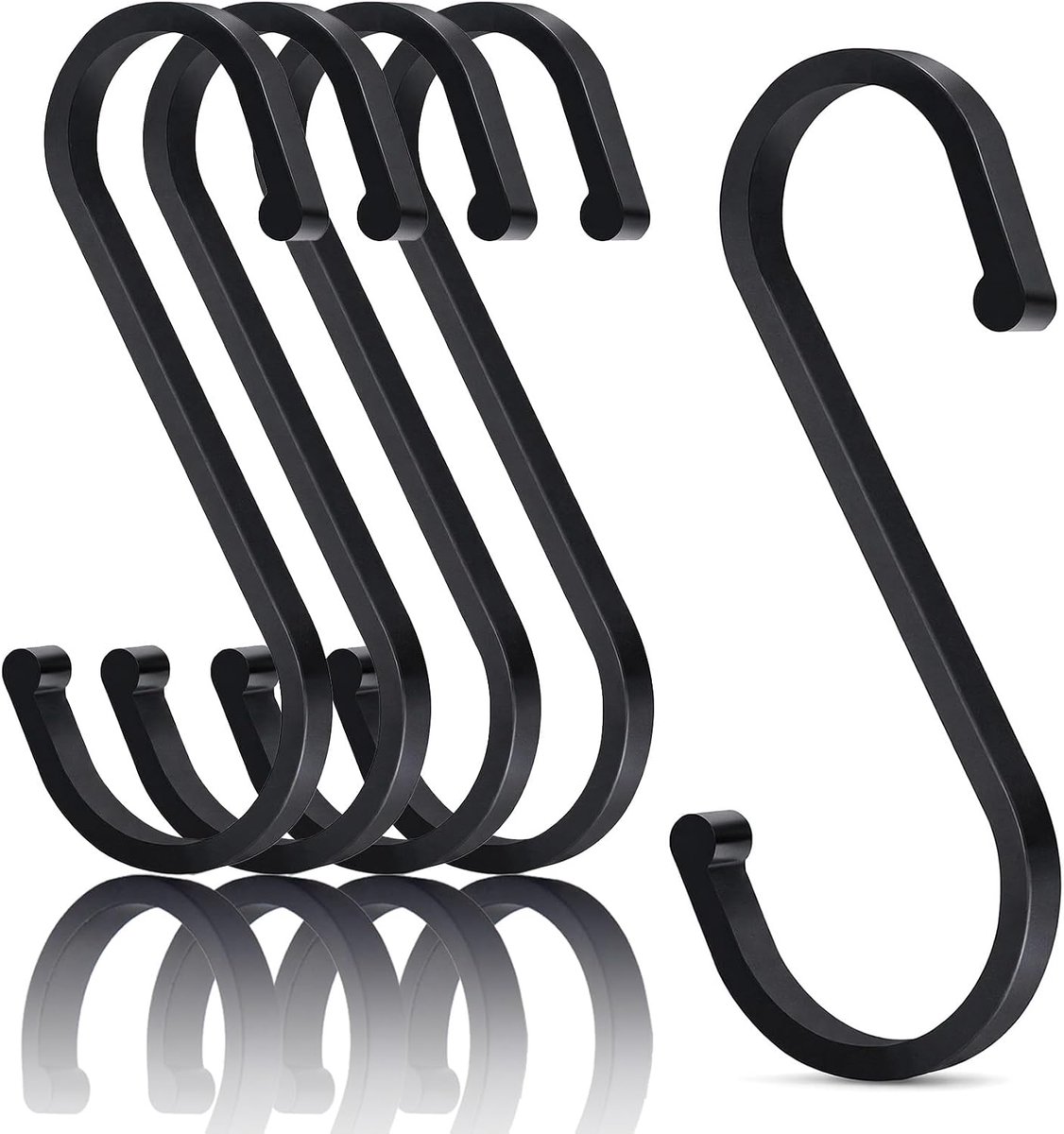 S Hooks 8 Pieces S Hooks Aluminium Diameter up to 30 mm S-Shaped Hooks for Kitchen, Wardrobe, Small, Office, Kitchen - ShopVlot