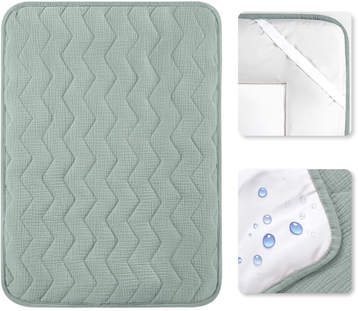 SnelShoppen - Aankleedkussenovertrek 50 x 70 cm - Waterdichte Mousseline voor Aankleedkussen - Wasbare Babywikkelmat voor Pasgeborenen - Perfect voor