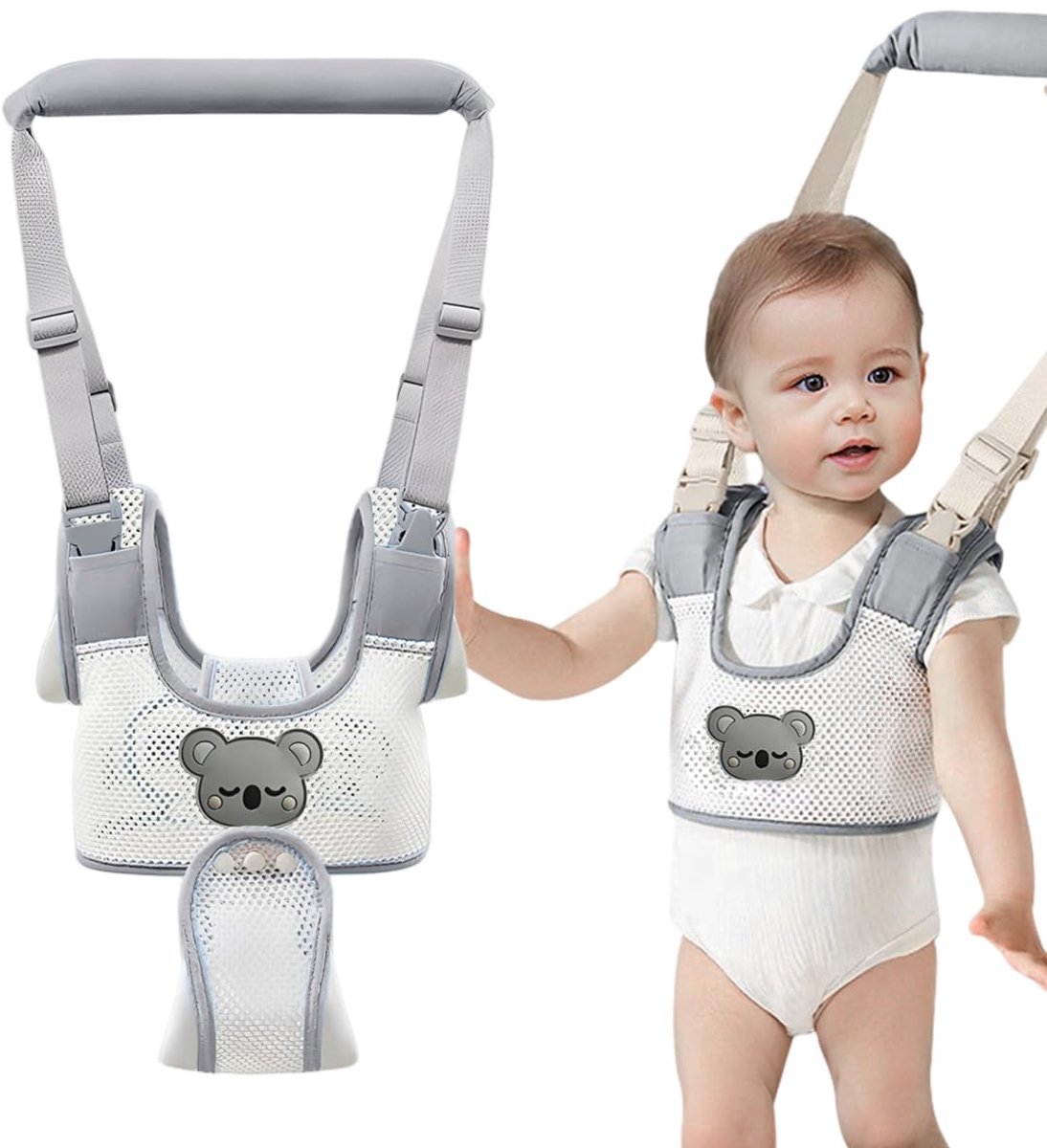 Baby Walker Assistant - Verstelbaar - Baby Walker Assistant - Baby Looptrainer - Leren Lopen - Baby Walker - Leren Lopen Assistent - Veilig Loopwagen Tuigje - Baby Assistent - Loopstoel Babywalker - Voor Peuters 9-24 Maanden - Grijs
