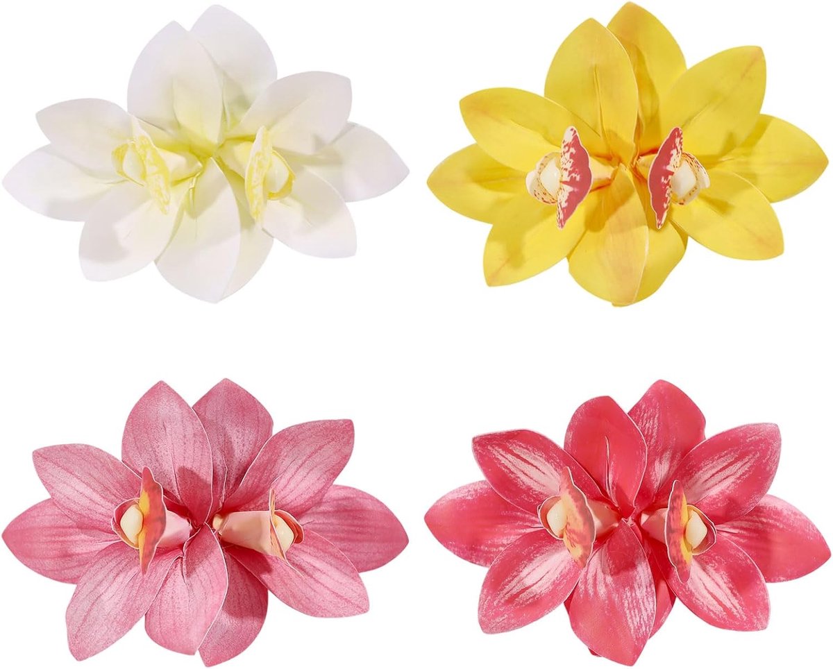 4 stuks Hawaïaanse bloemen haarspelden phalaenopsis haarspelden, bloemen, kunsttropische bloemen voor vrouwen - ShopVlot