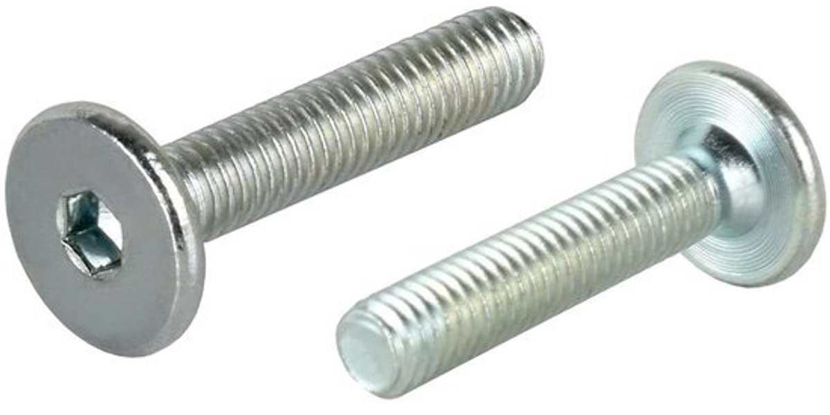 M6-schroeven - Verbindingsschroeven - Voor meubelmontage - Verzonken kop - M6 x 30 mm - Zinkgeplateerd