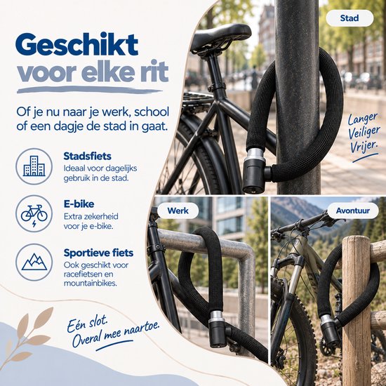Morelia® Fietsslot (Zwart 120 CM) - Kettingslot - Scooterslot / Brommerslot — afbeelding 5