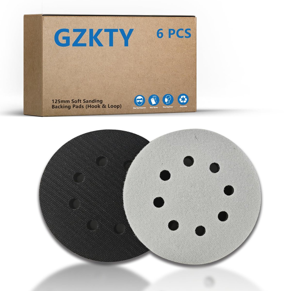 6pcs 125mm 8 holes soft sponge interface pad sanding pad for Sander replacement pad pad impact resistant protection - ShopVlot