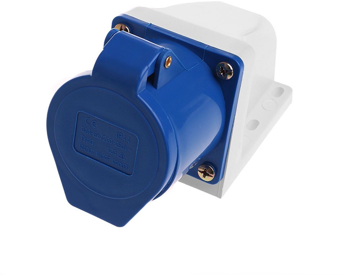 32 amp plug and 3-pin socket, industrial socket, 220 V-250 volt, IP44 waterproof, 2P+E 32A waterproof - ShopVlot