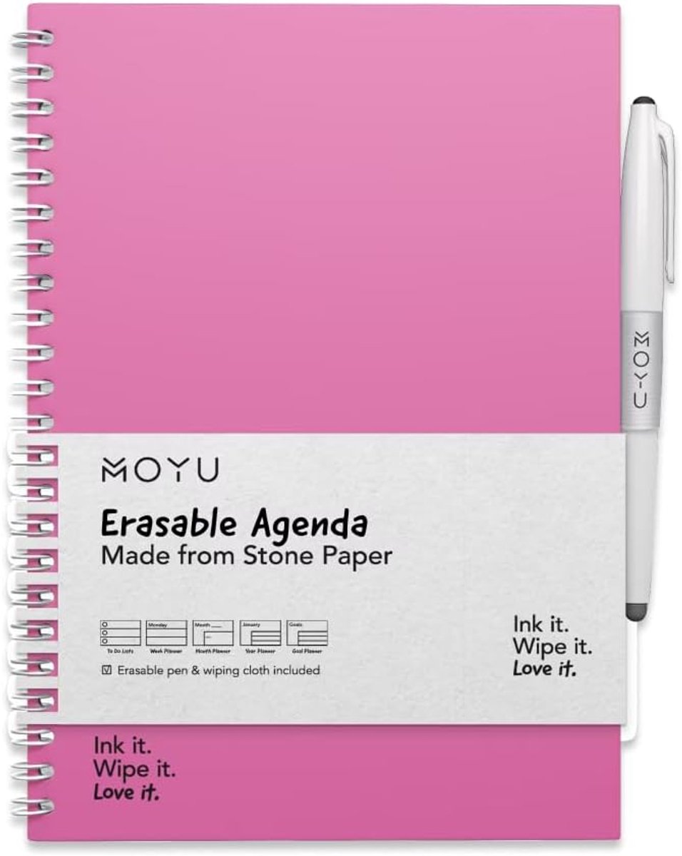 SnelShoppen - Erasable Agenda A5 - Passion Pink - Herbruikbare Kalender - Eco-vriendelijk - Waterdicht - 500x Gebruik - Premium Cover